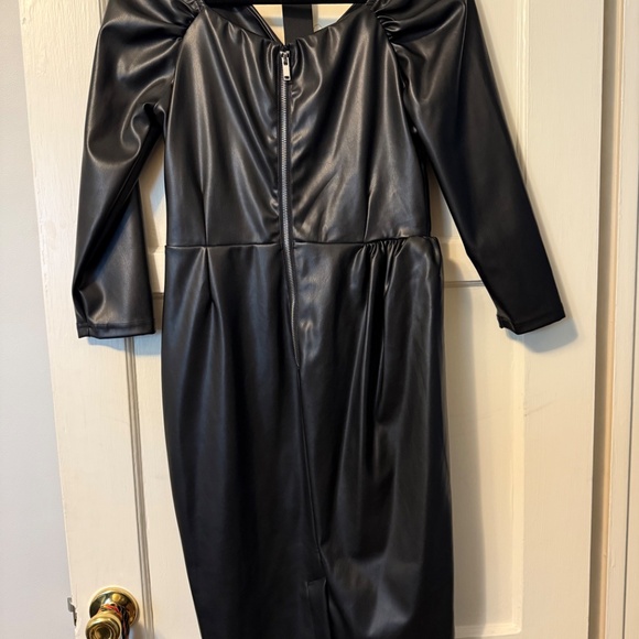 NWT Vixen by Micheline Pitt STARLET WIGGLE DRESS IN BLACK VEGAN LEATHER - Picture 4 of 4